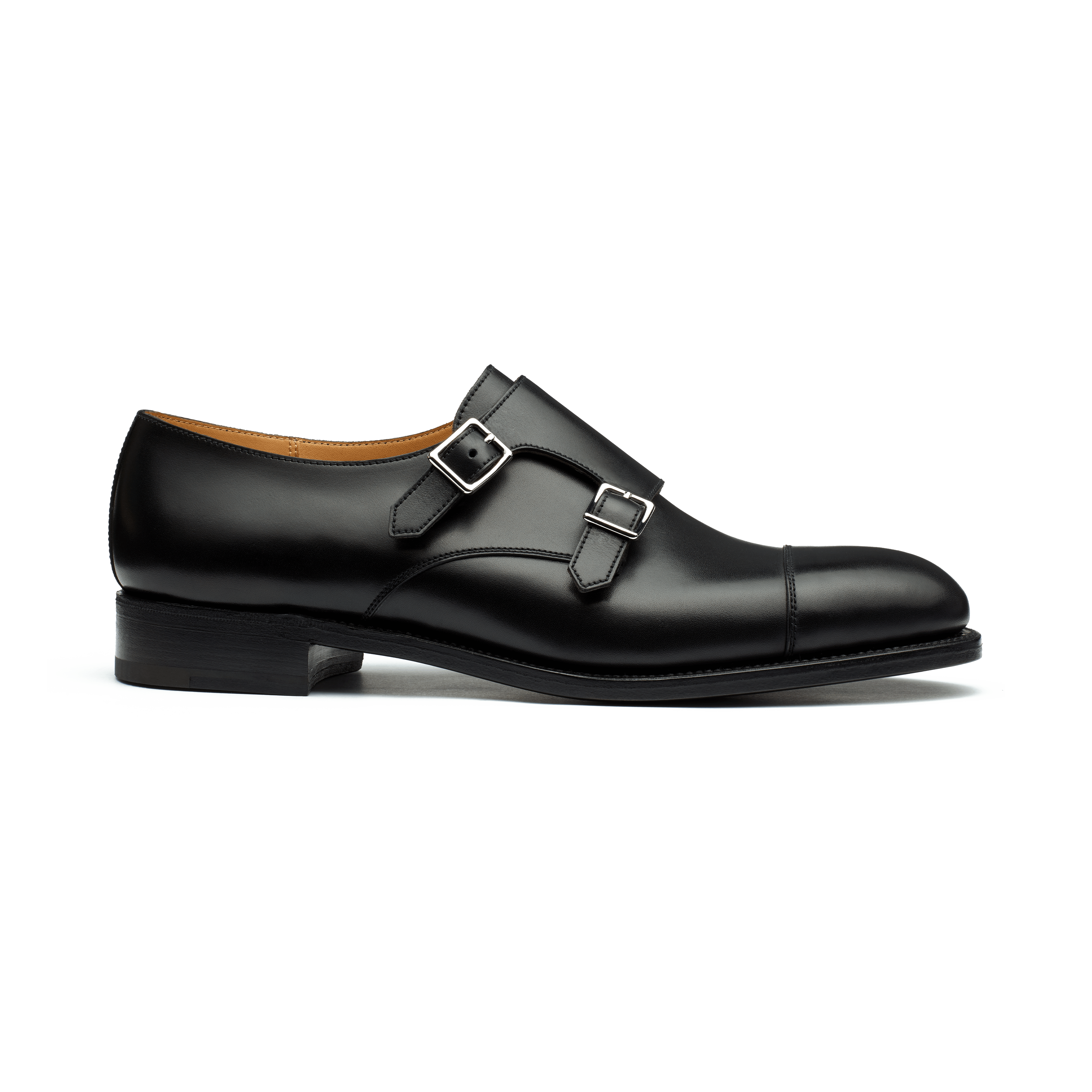 Men's Double Buckle Derby in smooth black leather – J.M. Weston