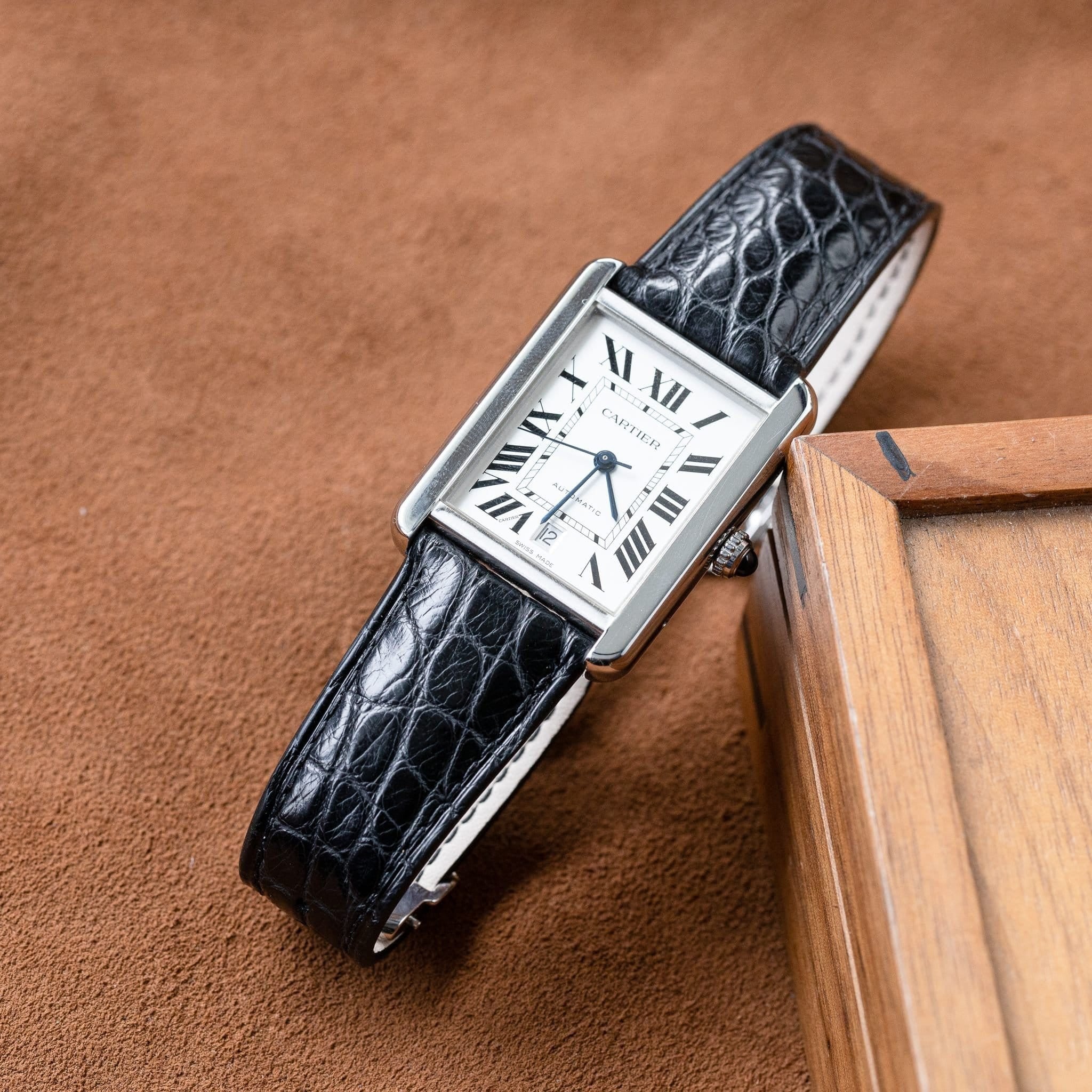 カルティエ タンク用 オーダーメイド革ベルト 折りたたみタイプ対応