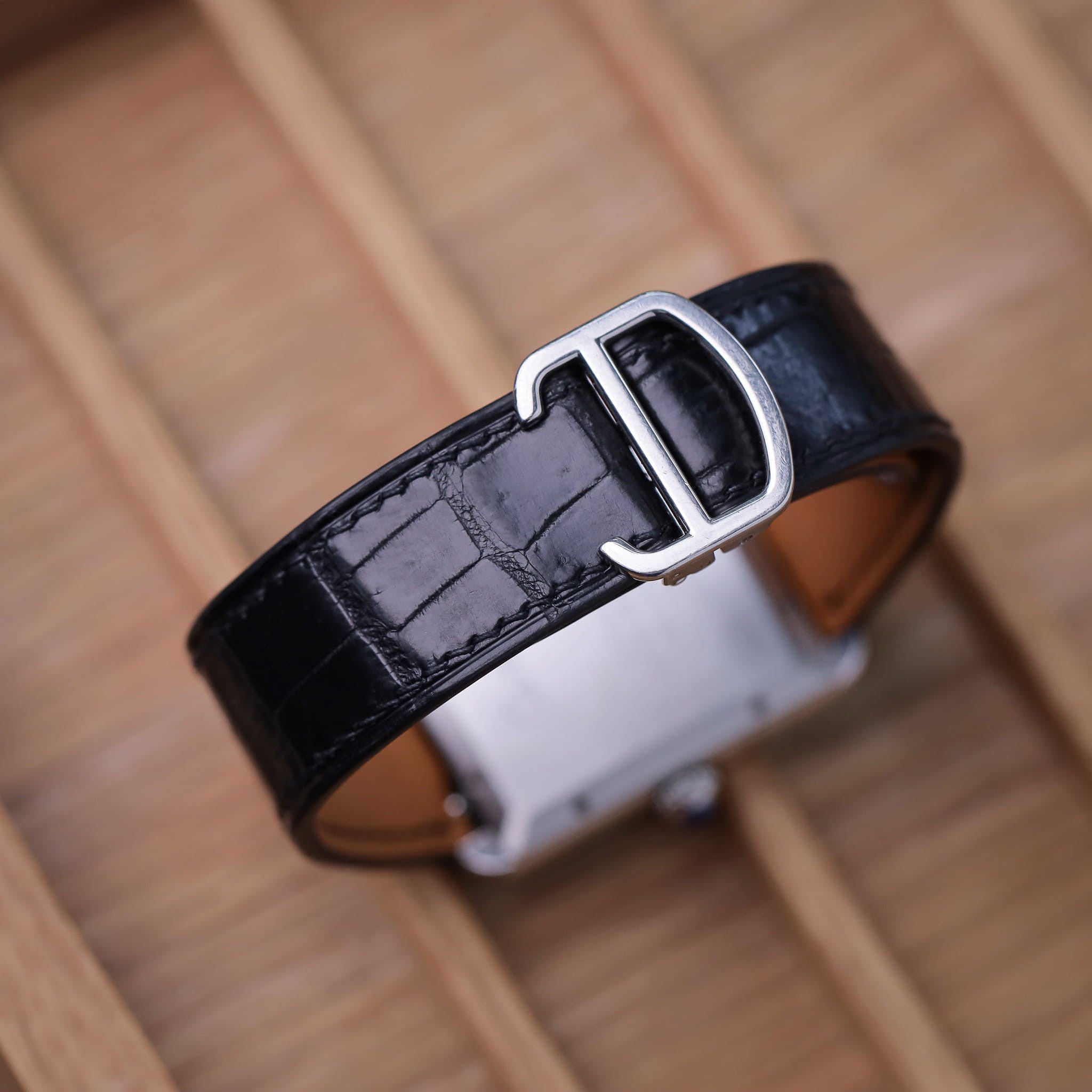 カルティエ タンク用 オーダーメイド革ベルト 折りたたみタイプ対応