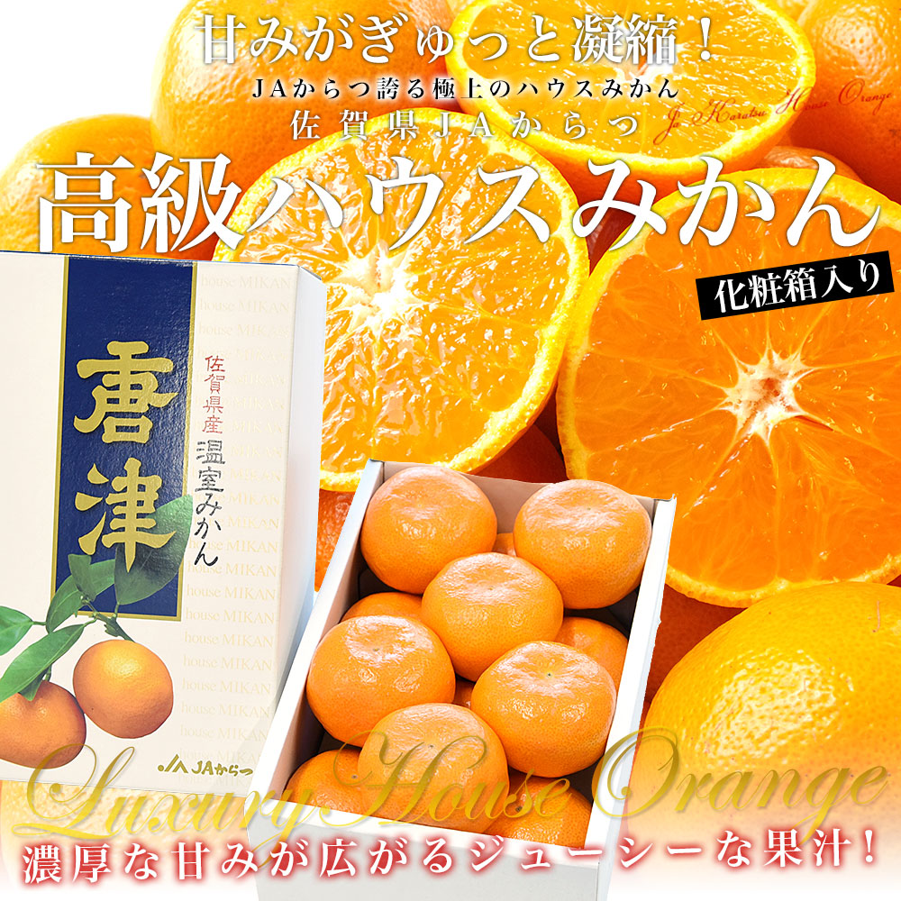 佐賀県 JAからつ ハウスみかん 化粧箱 MからSサイズ 約1.2キロ （12玉