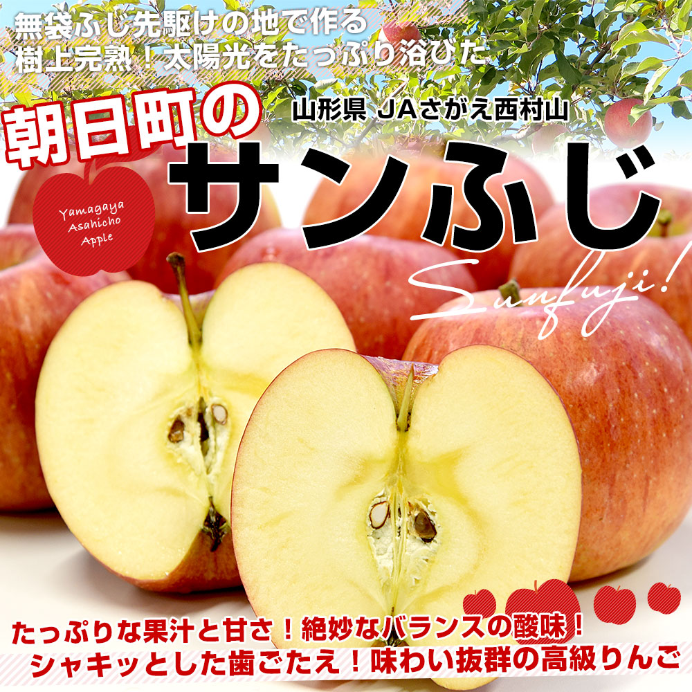 山形県産 JAさがえ西村山 朝日町のサンふじ 約3キロ (10玉から14玉