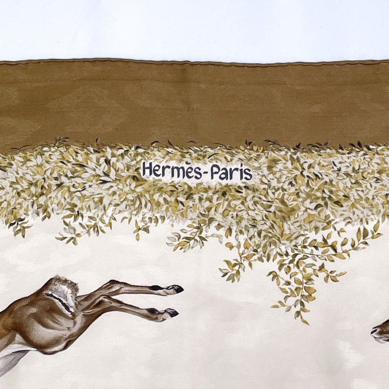 HERMES scarf Carre 90 KENYA Kenya Animal silk Brown Women Second