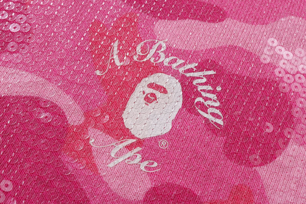 COLOR CAMO APE HEAD SEQUIN CROPPED FULL ZIP HOOOIE | bape.com