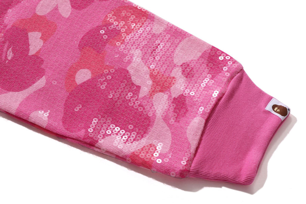 COLOR CAMO APE HEAD SEQUIN CROPPED FULL ZIP HOOOIE | bape.com