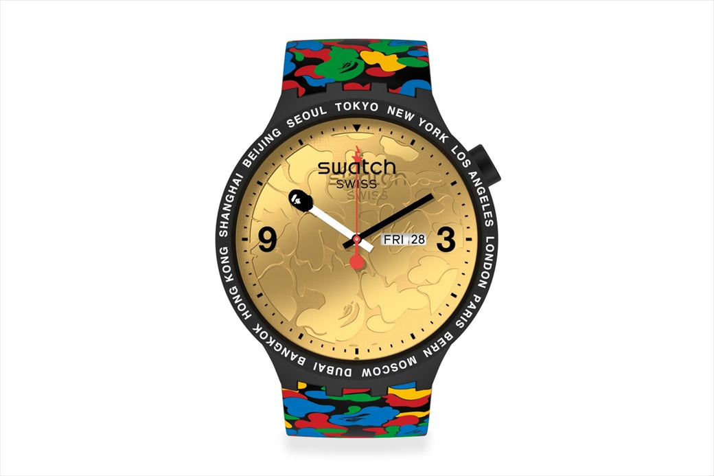 Swatch カラフルラバーベルト時計 Swatch BAPEコラボ 時計 カラフル