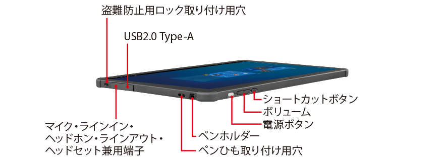 富士通 防水タブレット ARROWS Tab Q7311/FB 各部名称/外観 - FMWORLD