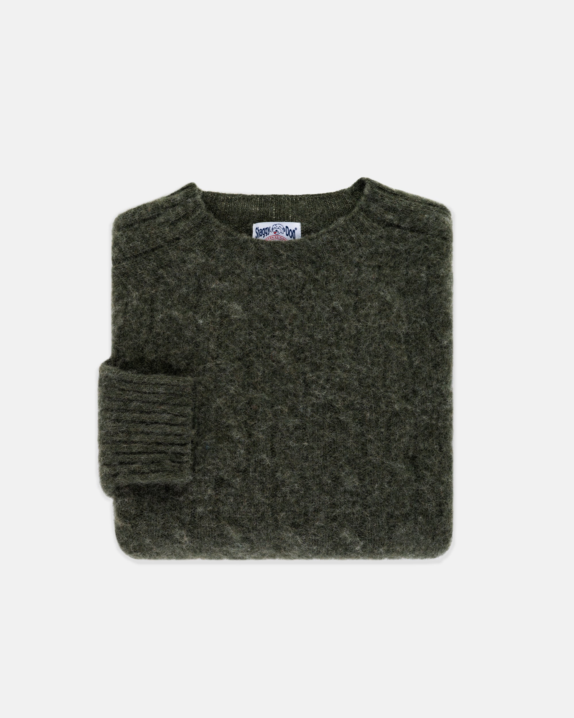 Shaggy Dog Cable Sweater Dark Green - Classic Fit | Men's Sweaters