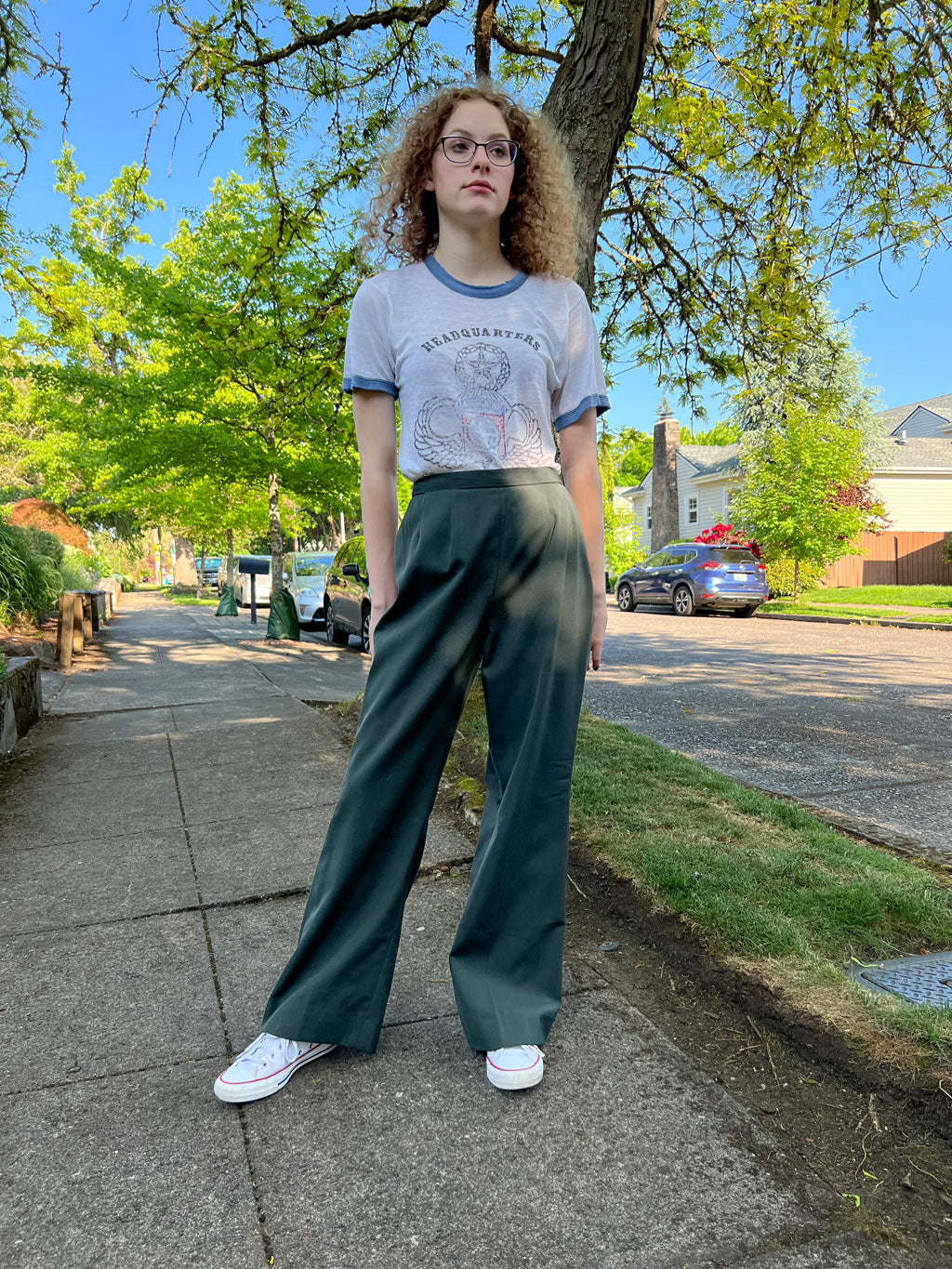 Vintage 1970s Olive Green US Army Slacks - Deadstock Wide Leg