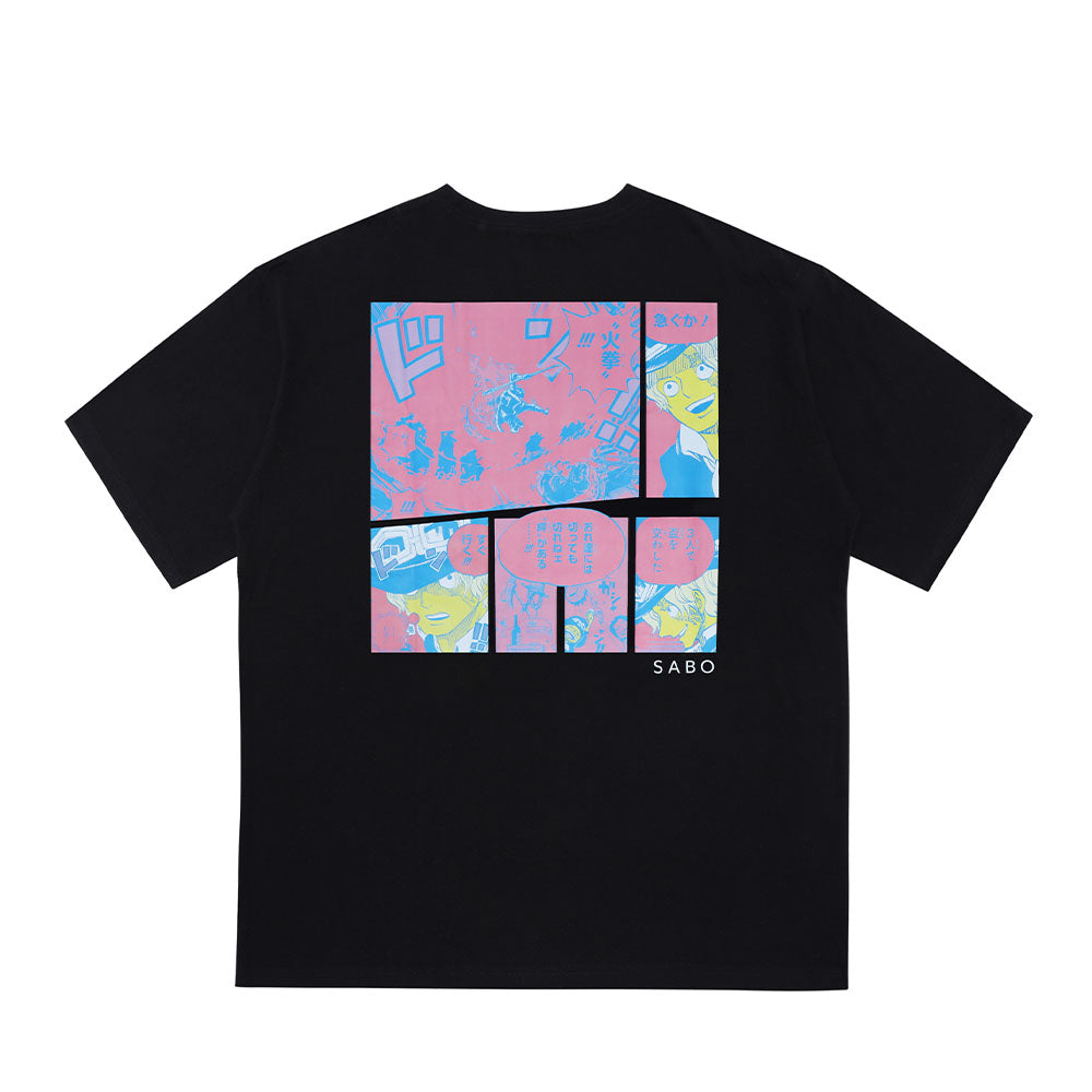 ONE PIECE』ポケット付きビッグシルエットTシャツ “HEROES” サボ