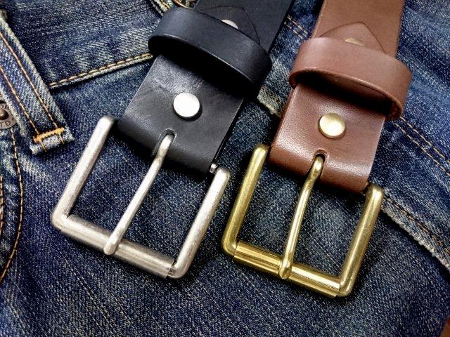 栃木レザーベルト オイル多脂革 38mm ローラーバックル付きベルト