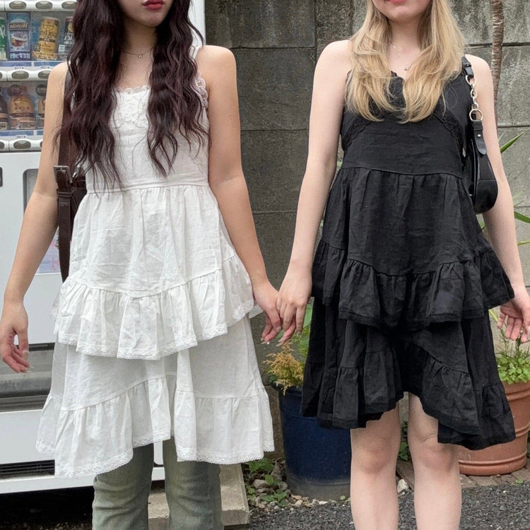 RiLi】レースフリルティアードミニワンピ | Judin