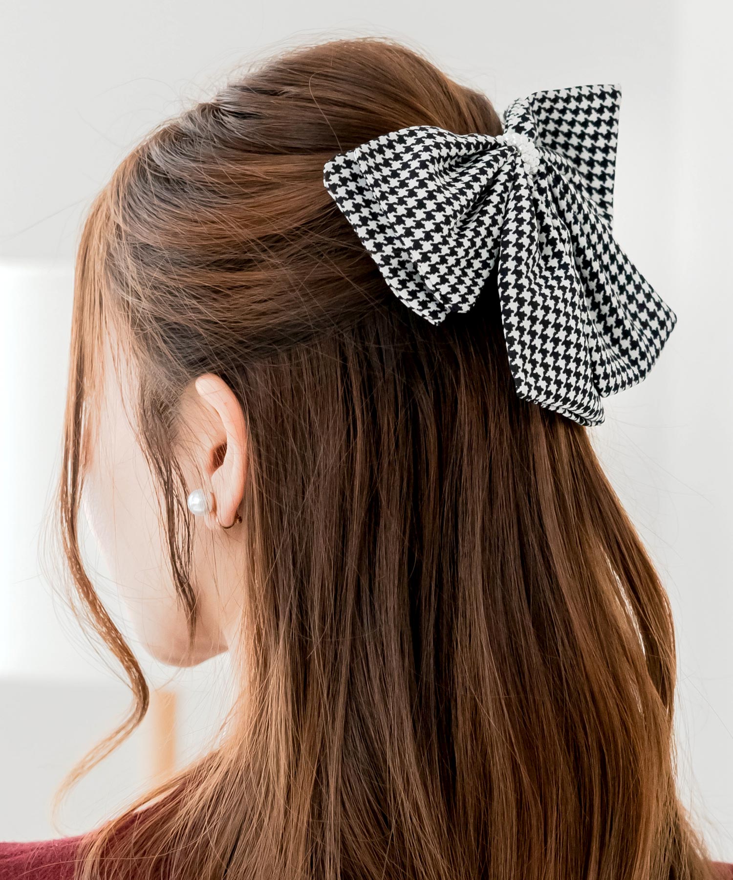 千鳥格子柄リボンバレッタ JB24684 | レディースファッション通販