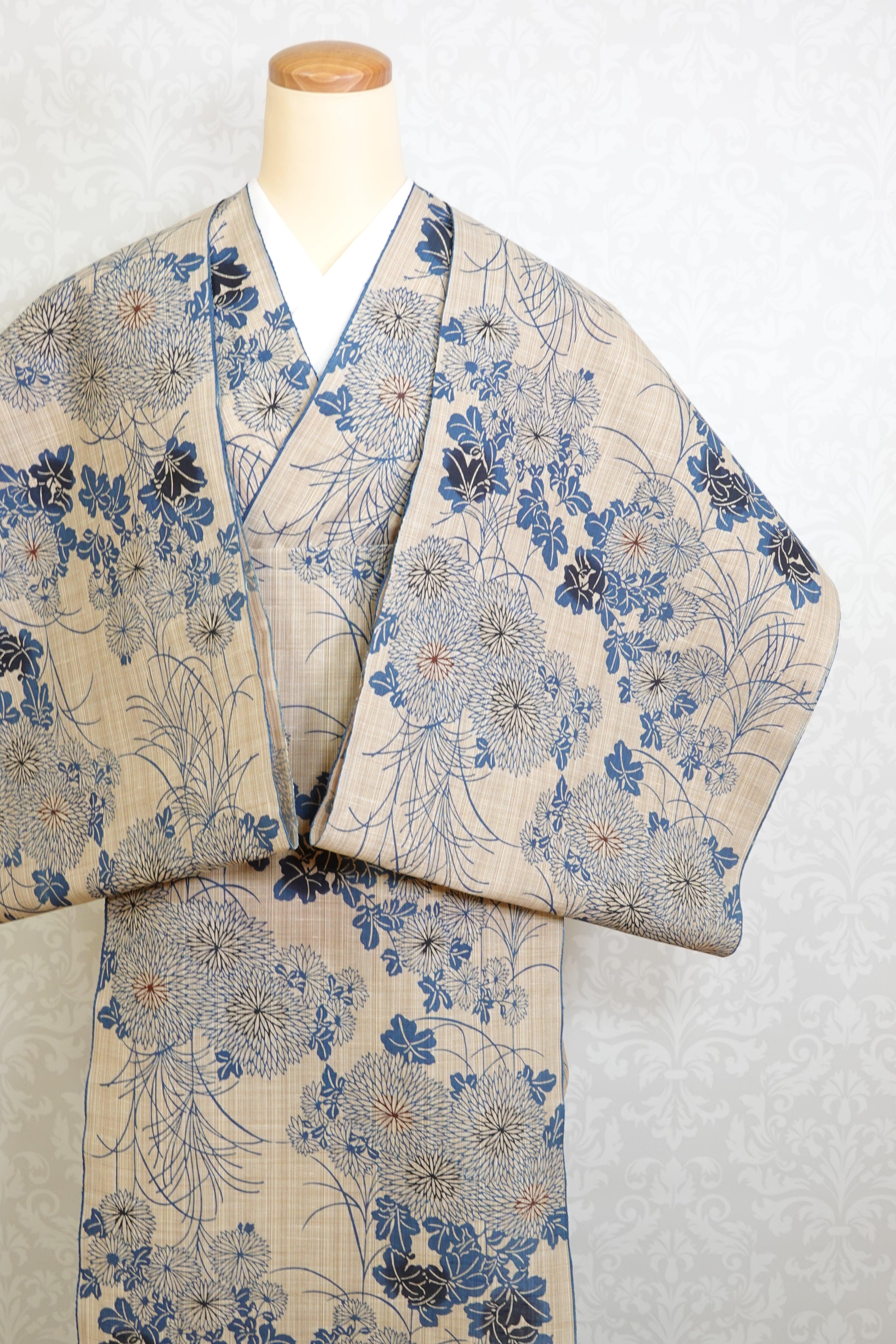 竺仙】奥州小紋 菊【綿紬浴衣】 – きものKUREHA
