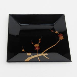 イ849 盆『秀舟作』『輪島塗 輪花形 菓子盆 共箱』茶道具 イ849 盆『秀