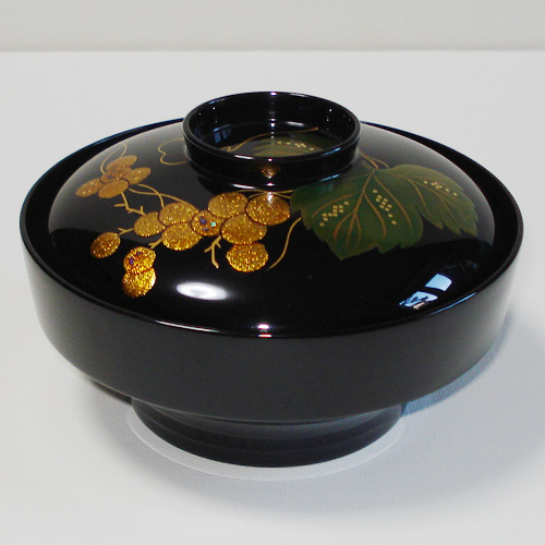 CM366】輪島塗 塩徳屋漆器店 沈金 菊尽 煮物椀 五客 木製漆器 黒塗