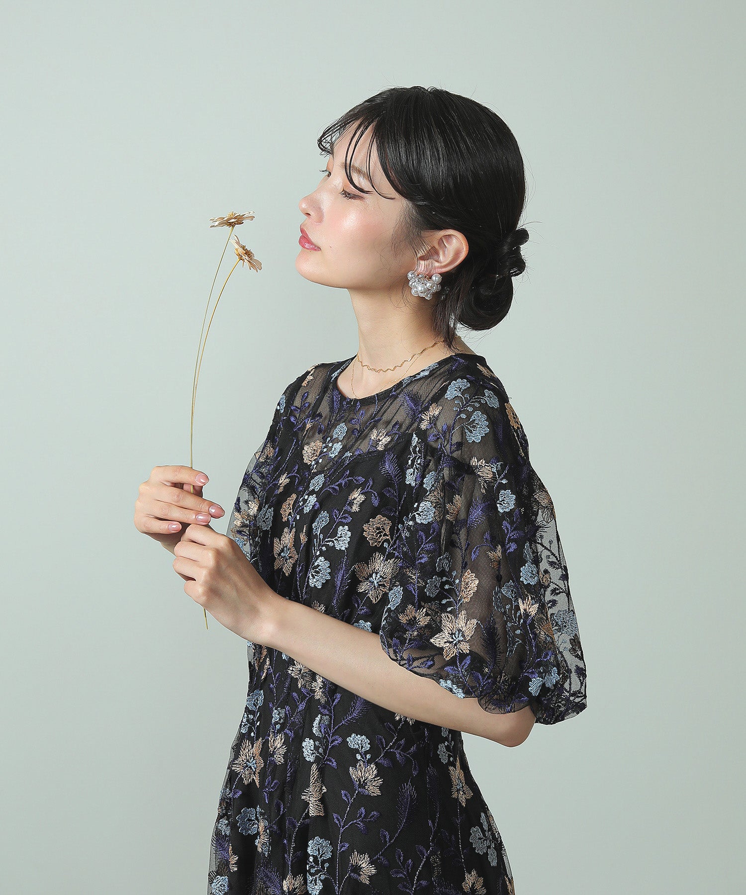 フラワー刺繍 パーティー ドレス 結婚式 お呼ばれ オケージョン