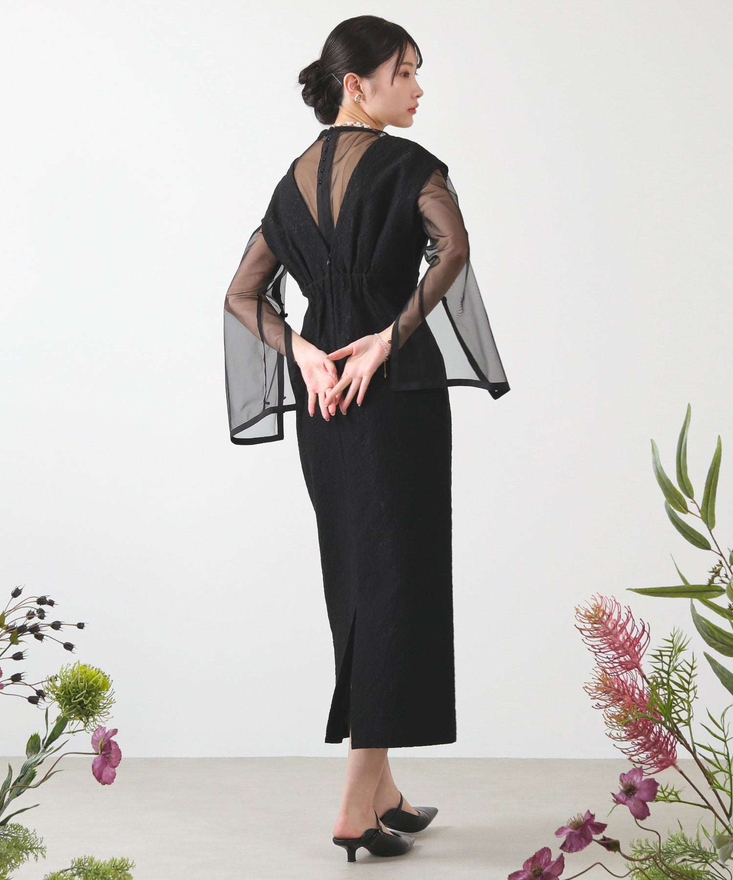 ジャガード ワンピース チュール トップス セット