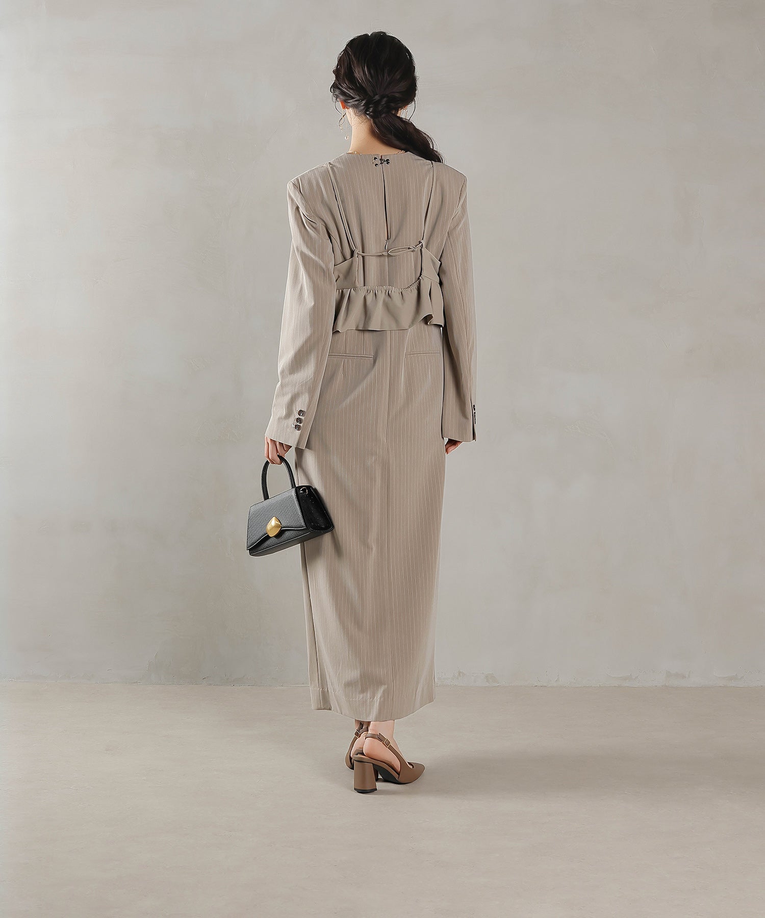 ストライプテーラード ビスチェ ドレス 2点セット