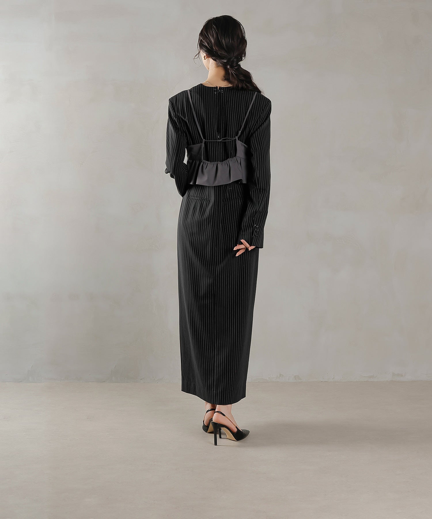 ストライプテーラード ビスチェ ドレス 2点セット