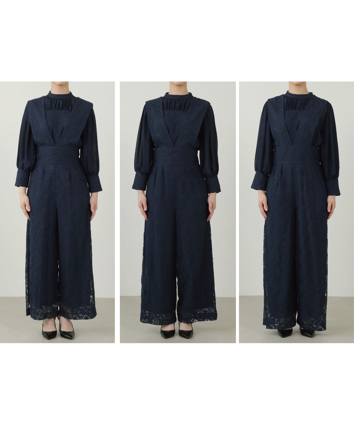 幾何学柄 レース セットアップ パンツ オケージョンドレス