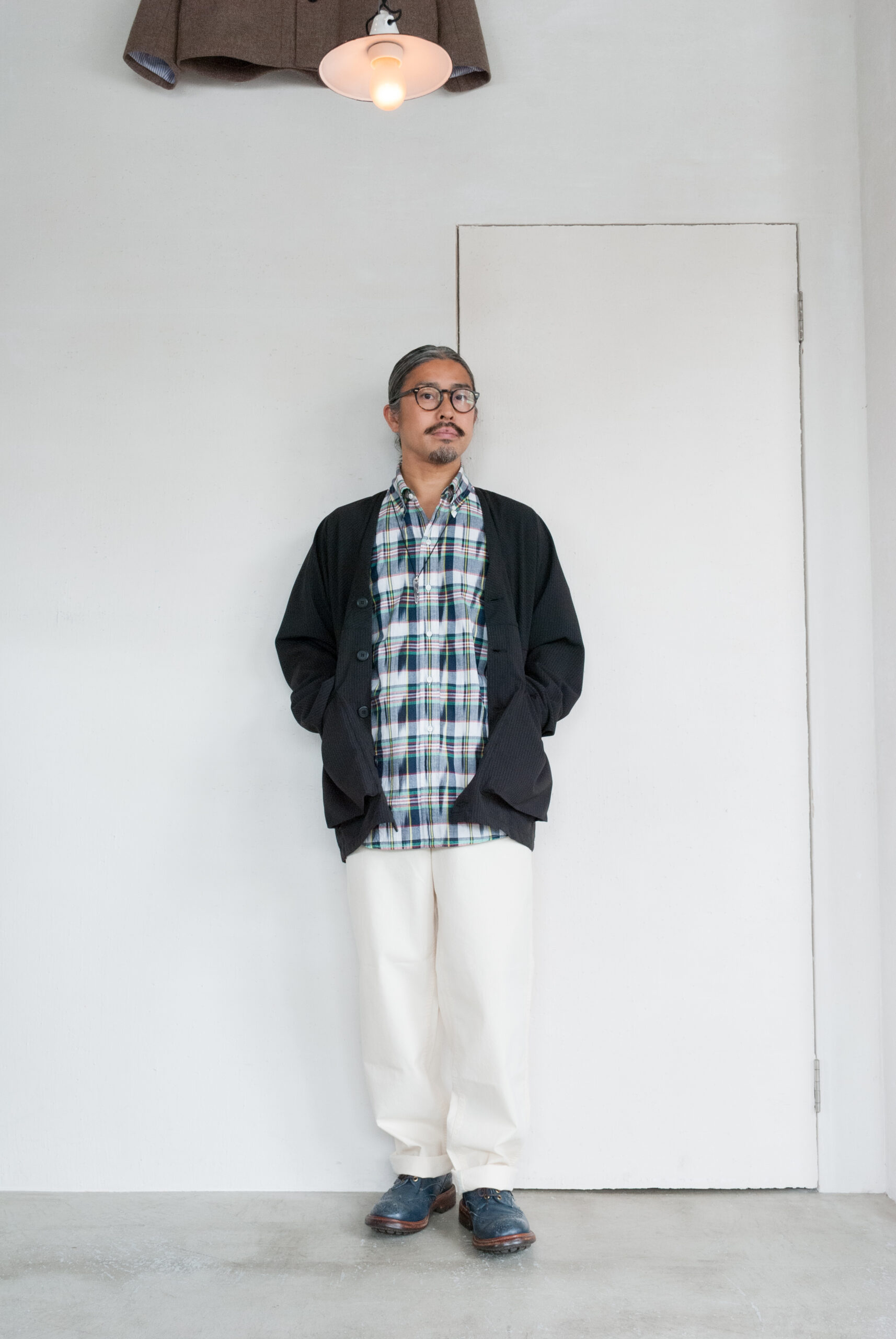 SASSAFRAS Digs Crew Carde Jacket Wool Like Tropical Black Stripe