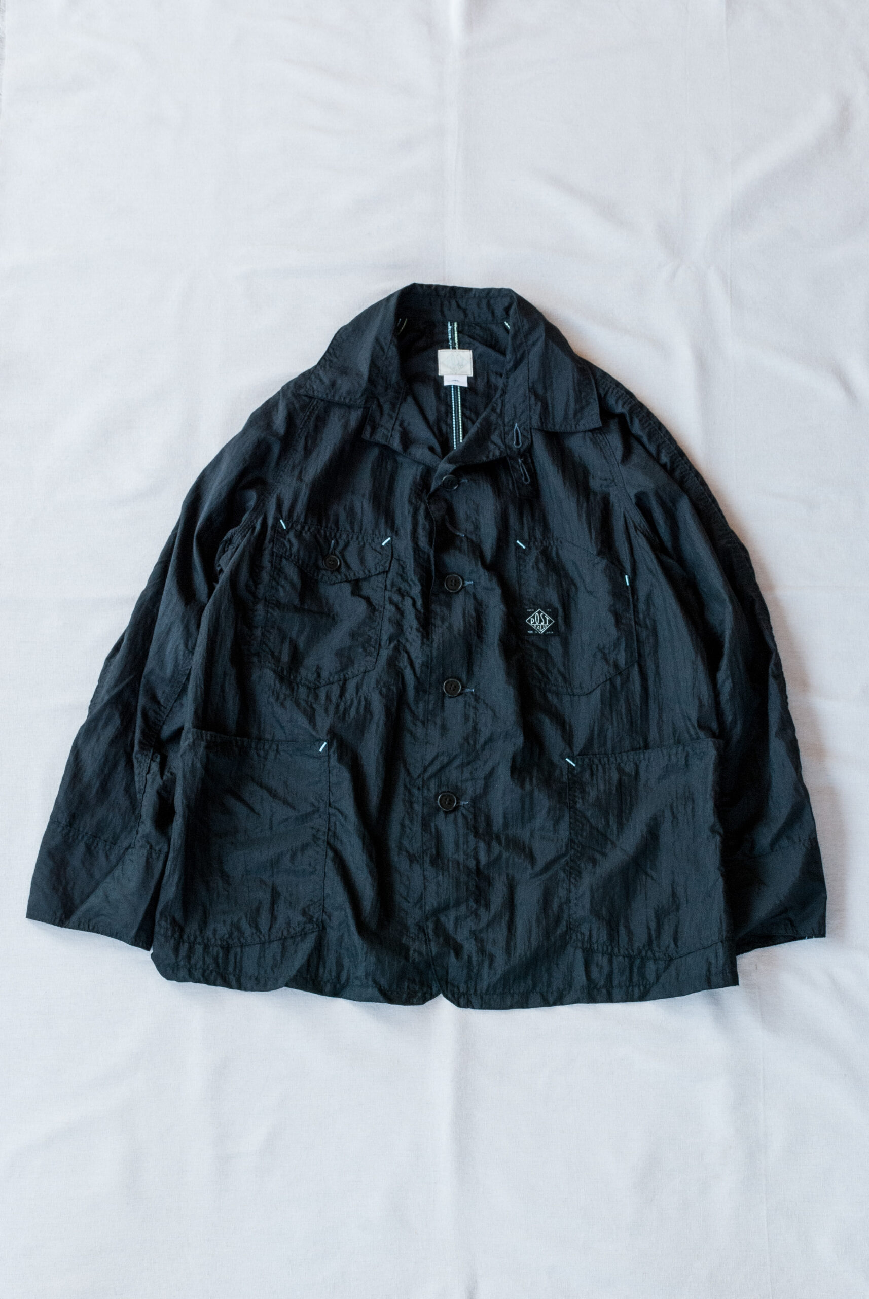 Post O'Alls Engineer's Jacket Crinkle Nylon Taffeta Black | kado
