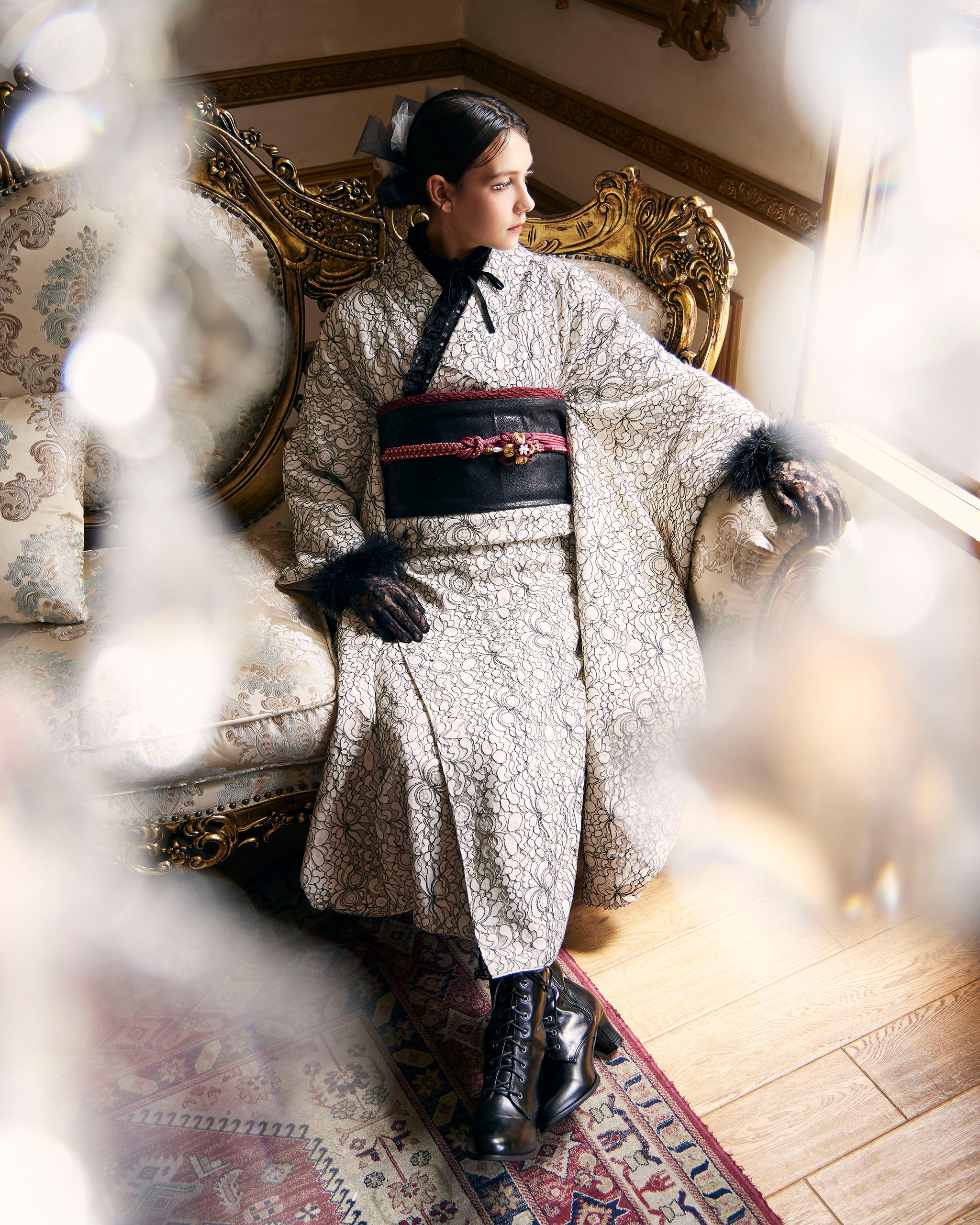 受注生産品】 ～夢幻～レース振袖 袋帯セット または 袴セット ※納期約