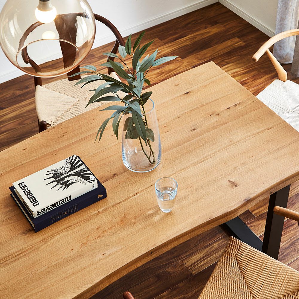 テーブル単品 幅160cm 無垢材継ぎ継ぎ一枚風テーブル 耳付き オーク