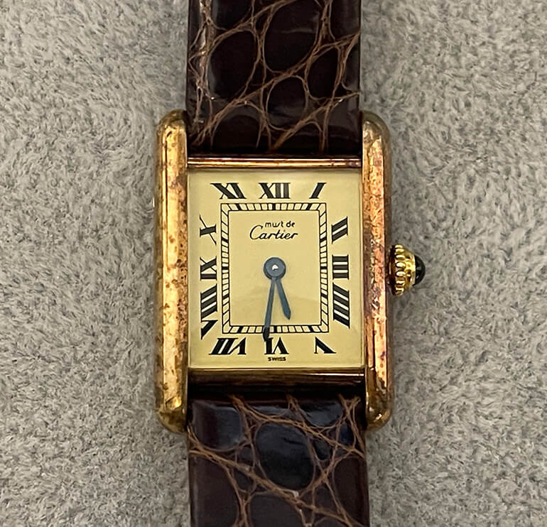 カルティエマストタンクの変色取りと再メッキ｜カイドージュエリー