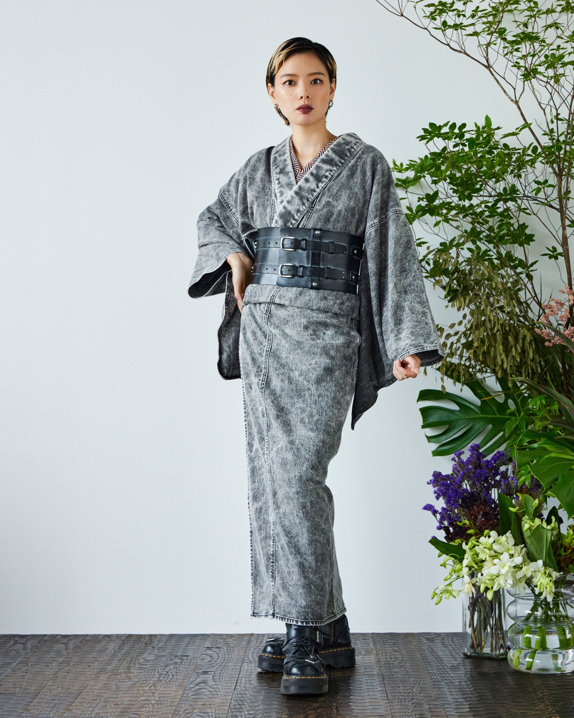 受注生産］帯ベルト｜エイジングレザー ブラック｜KAPUKI｜レザー