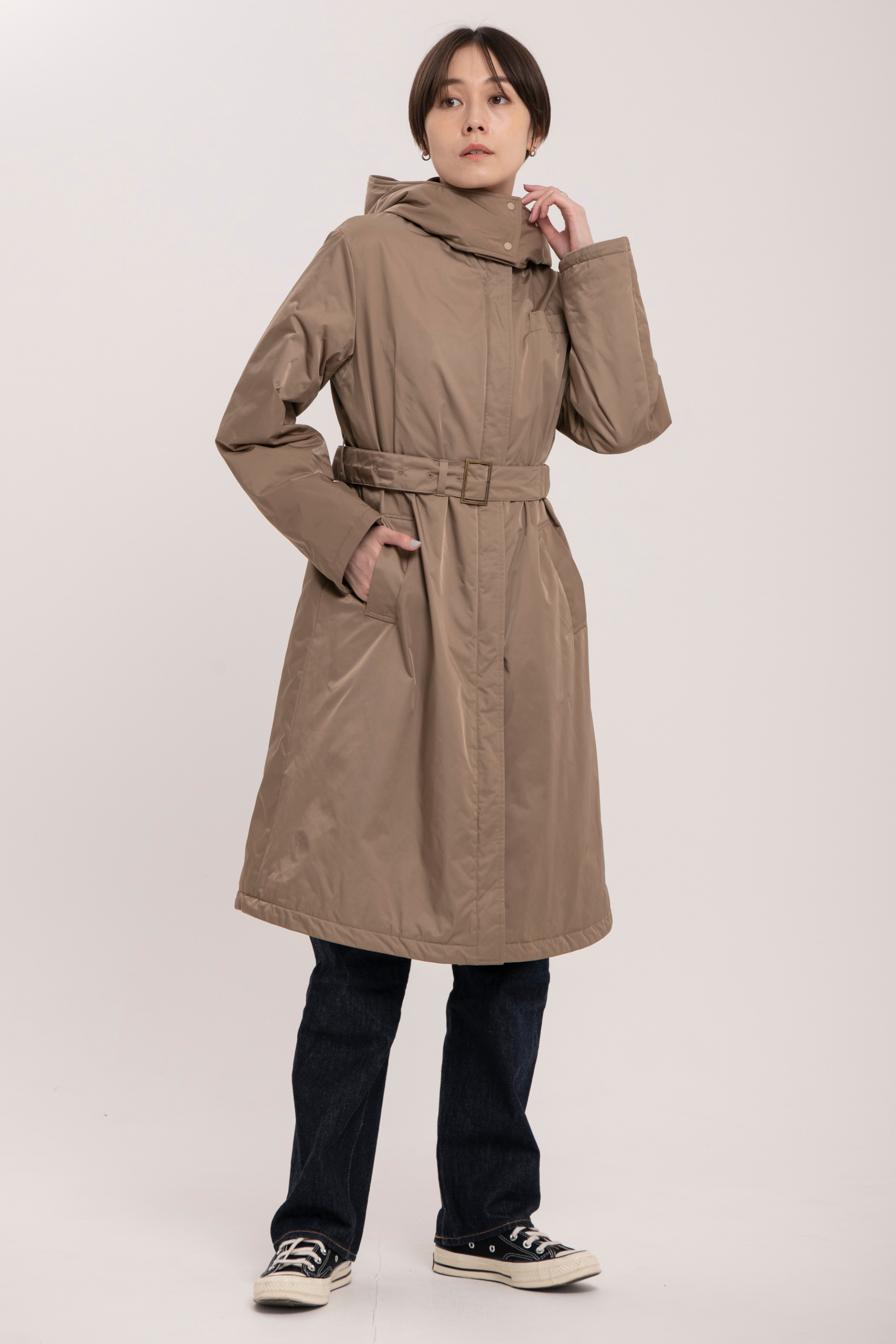 ウエストマークパーカーコート-Women