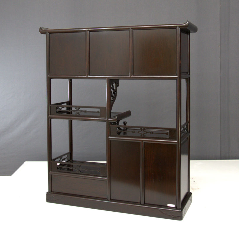 飾り棚: 花梨 筆返し6枚戸3尺棚 no.8613 / 唐木家具OSAKA