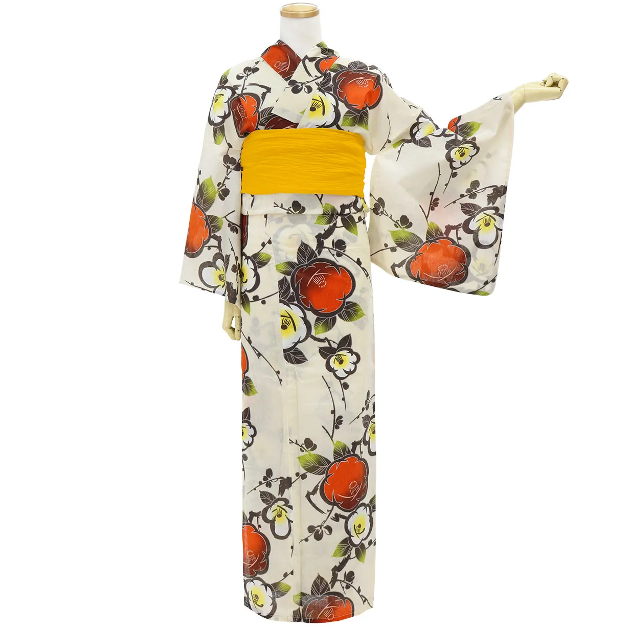 九重×中村里砂》生成地×紅白椿／レディース浴衣 | 宅配着物レンタルの