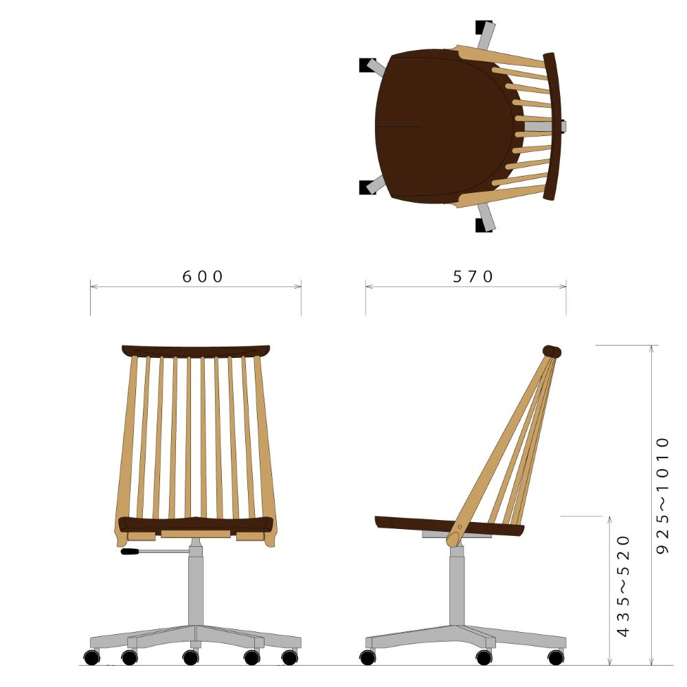 CIVILデスクチェア CC89K(ウォールナット＋オーク) – 柏木工株式会社