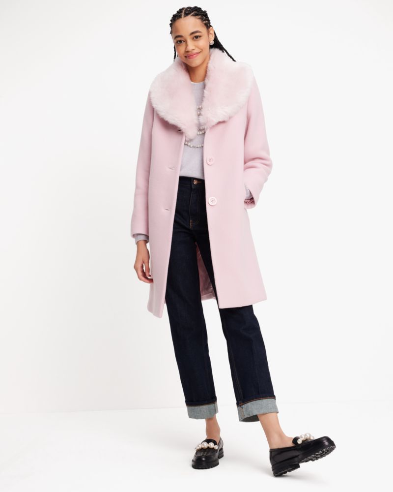 Faux Fur Lapel Wool Coat | Kate Spade New York