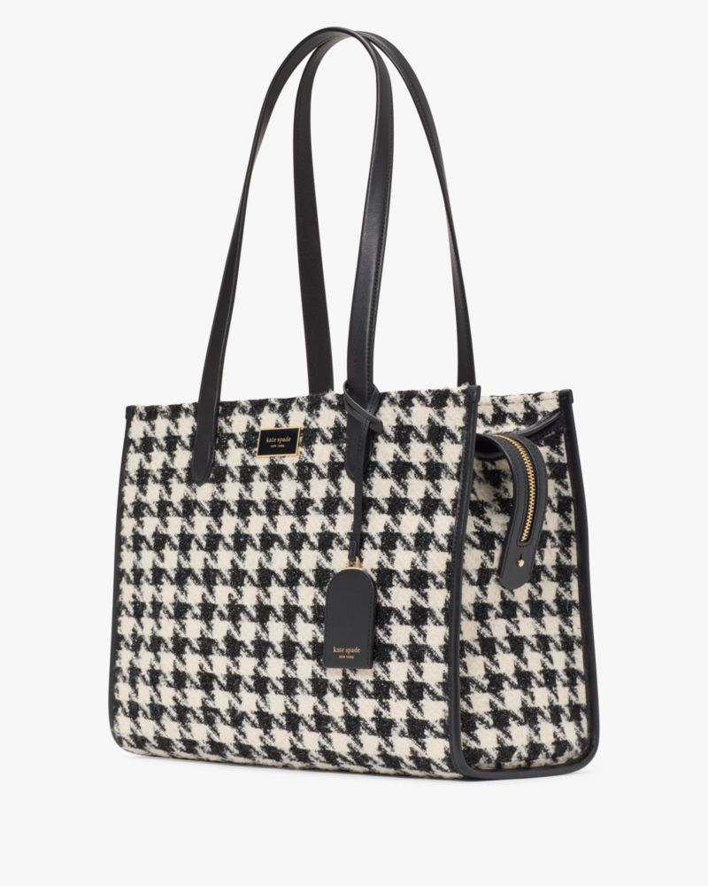 Manhattan Houndstooth Tweed Large Market Tote | Kate Spade New York