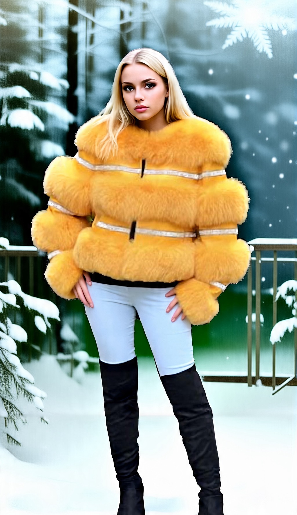 Yellow Fox Jacket Horizontal Rhinestones 7737 – MARC KAUFMAN FURS