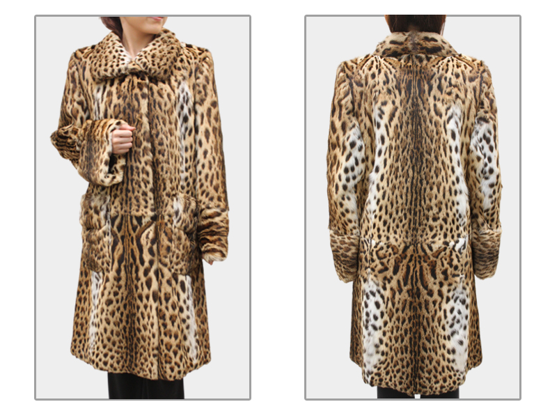 レオパードキャットロング毛皮コート2386