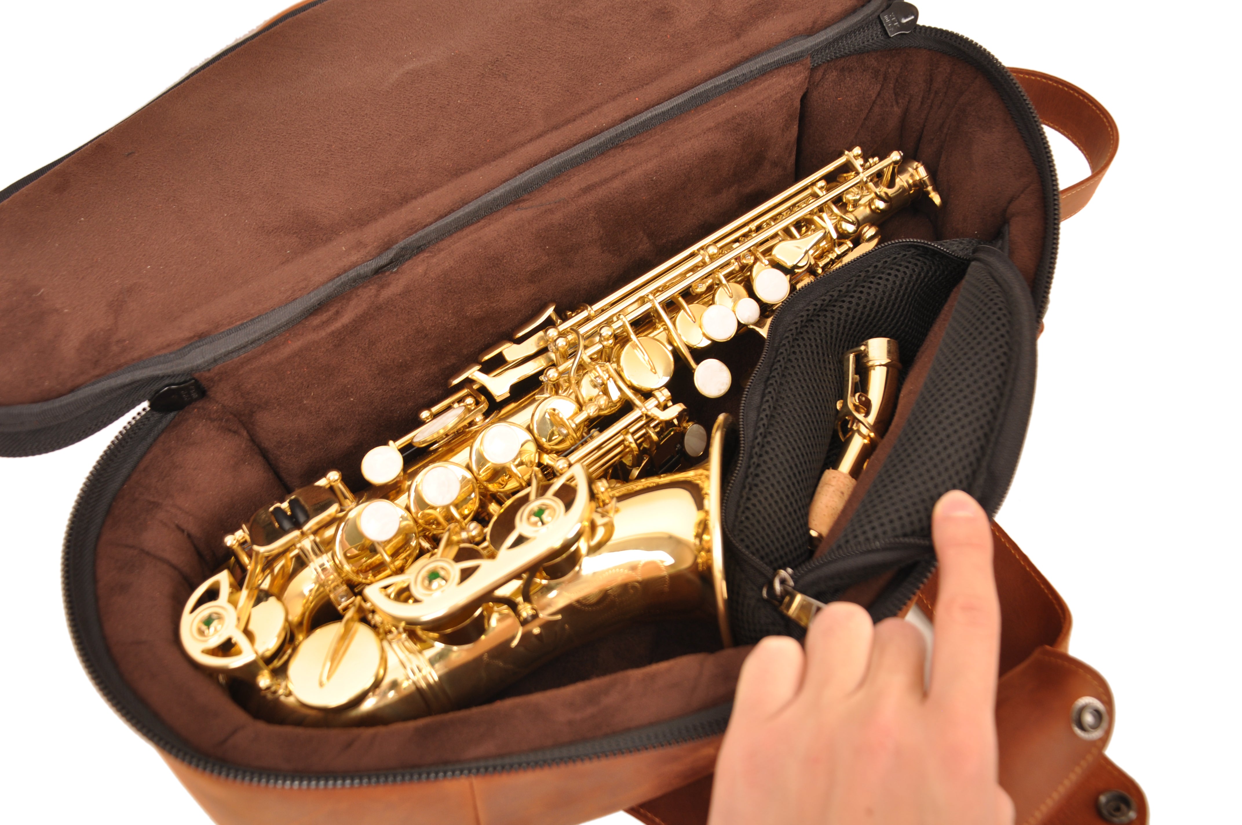 Gig Bag for Curved Soprano saxophone | Genuine leather 