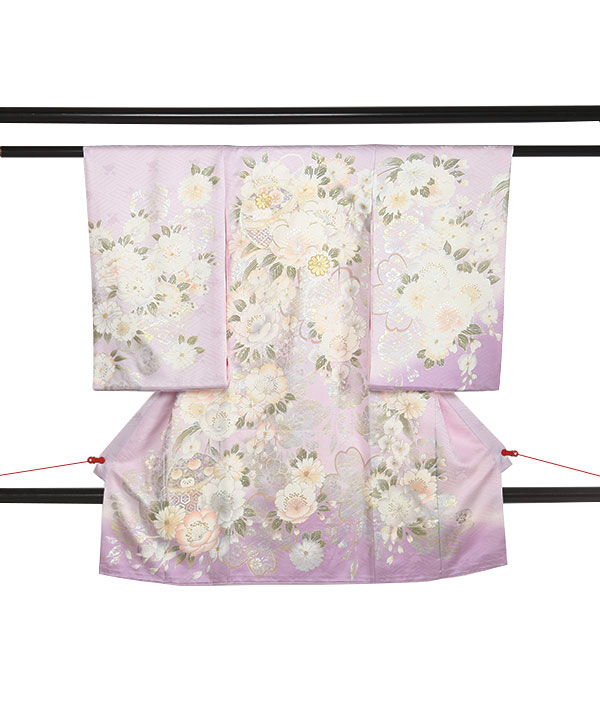 紫色のお宮参りの祝い着（女の子）｜きものレンタリエ