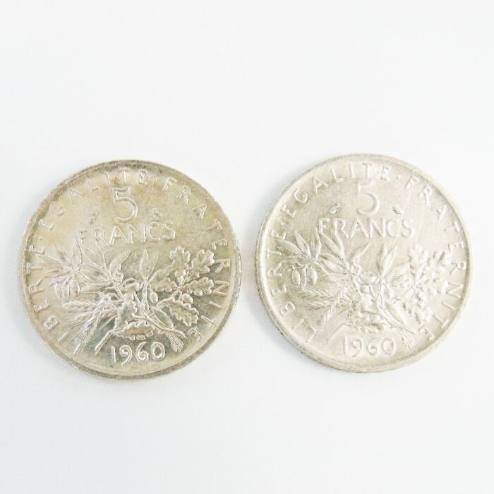フランス コイン 1960年 5FRANCS 5フラン銀貨 シルバー 種を蒔く人 2枚
