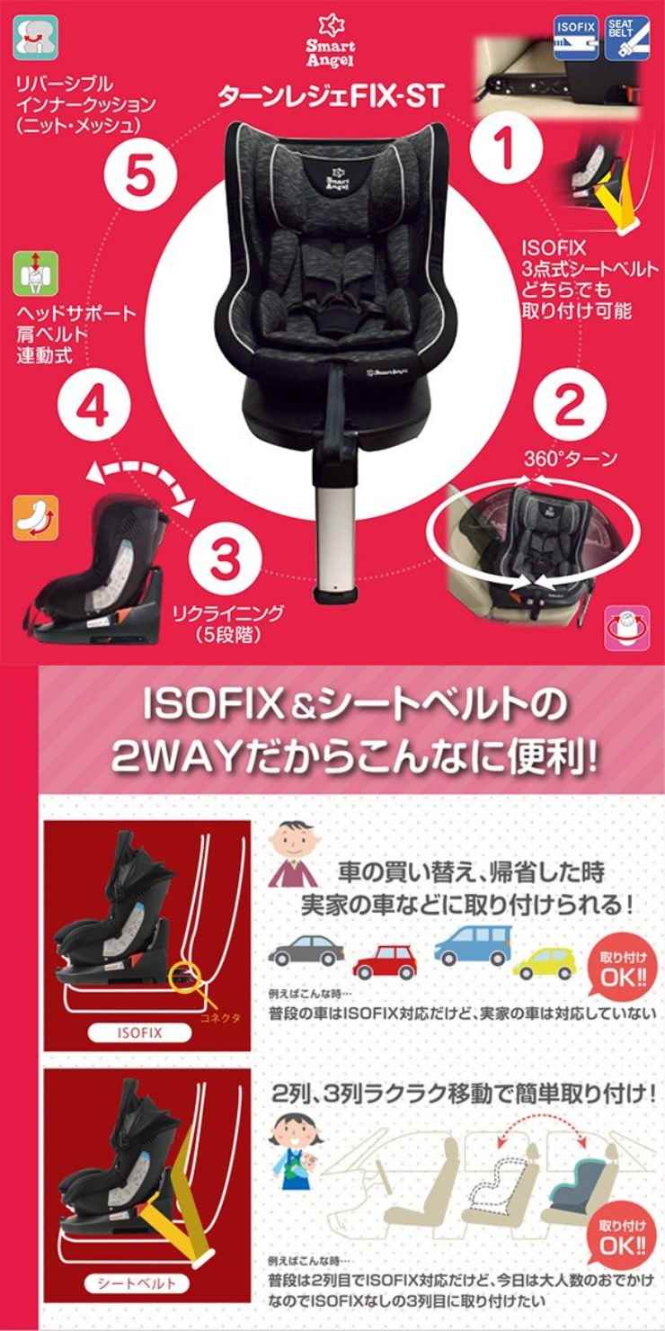 送料無料 ターン・レジェFIX-ST 新生児〜4歳まで 360°回転 シート