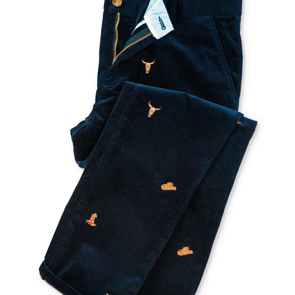 KJP Men's The Lone Ranger Embroidered Corduroy Pants in Navy Blue