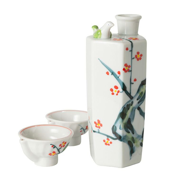 菊正宗 うぐいす酒器セット 徳利1＆盃2(梅染錦)」 | ≪公式≫菊正宗