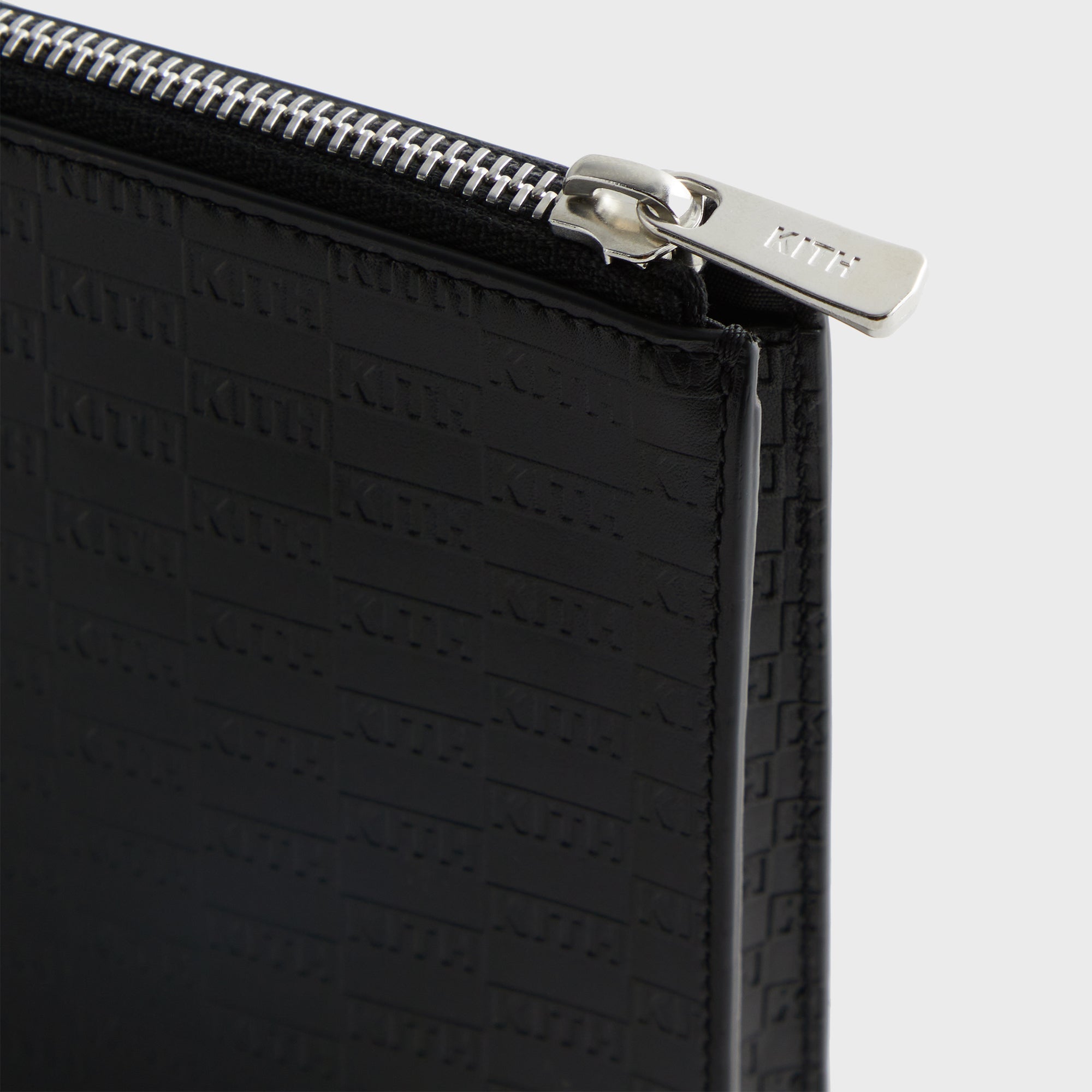 Kith Monogram Leather Zipper Pouch - Black