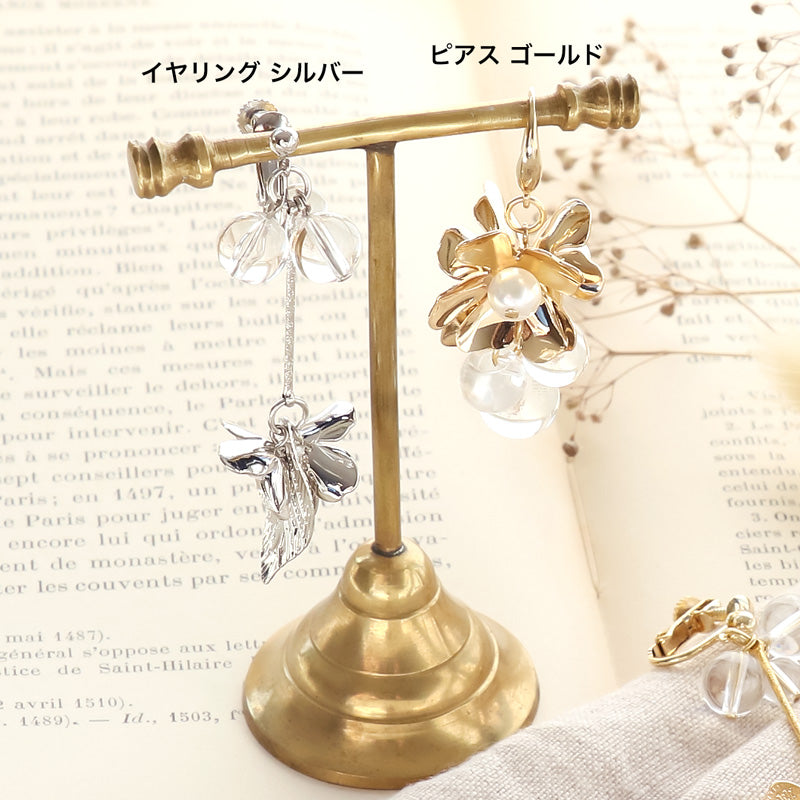 レシピNo.KR1052 メタルフラワーのスウィングイヤーアクセサリー2種
