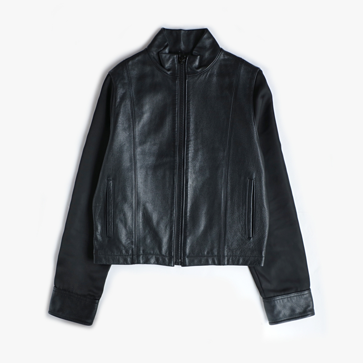 aenoc ハイネック ジップアップ レザー シングル ジャケット used 古着