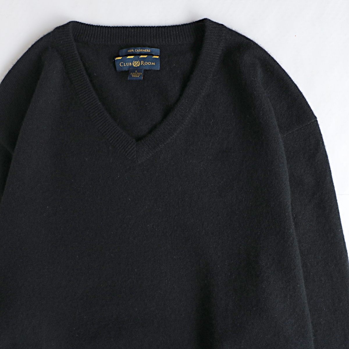 club room カシミア Vネック ニット セーター 古着 used ブラック