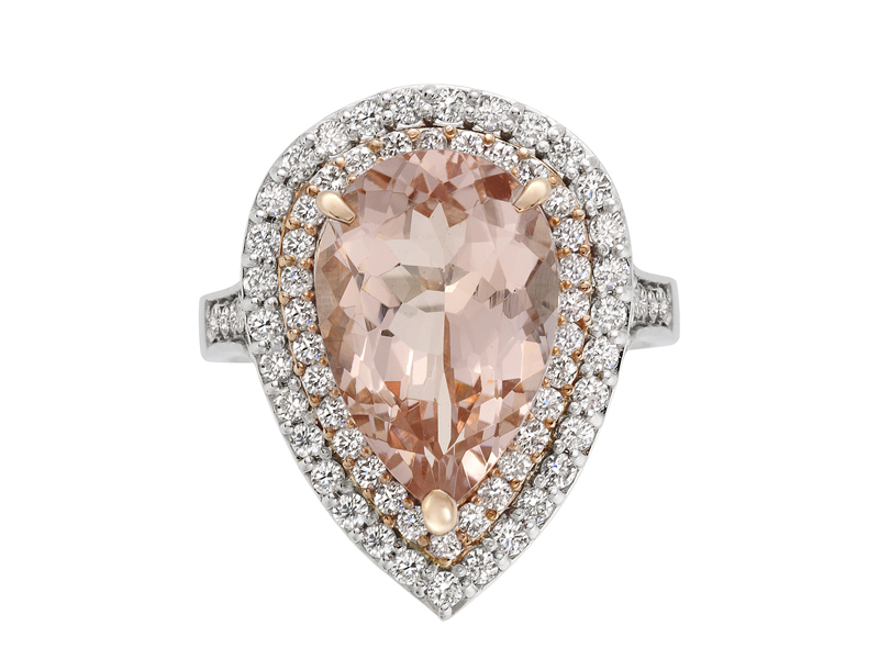 プラチナ K18PG モルガナイト リング （M5.56ct D0.90ct）｜真珠卸