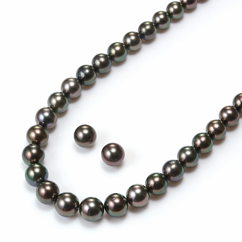 オーロラピーコック南洋黒蝶真珠ネックレス 2点セット（無傷に近い